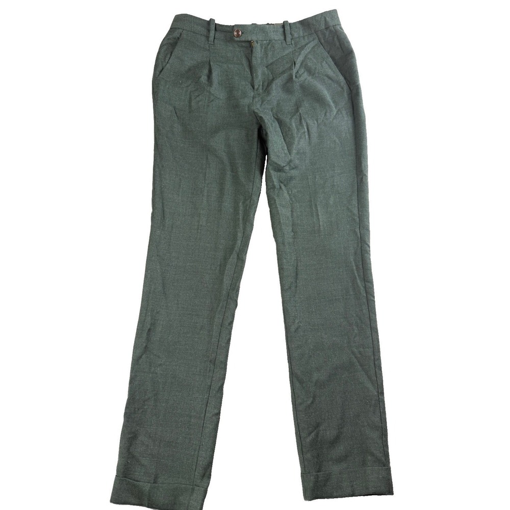 Buckley Tailors Wool Blend Dress Pants Women's 0 Forest Green Pleated Cuffed